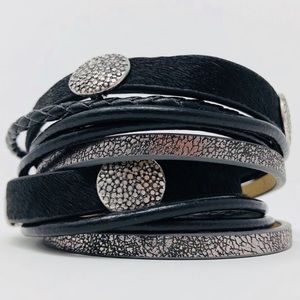 New French-design multi wrap leather bracelet